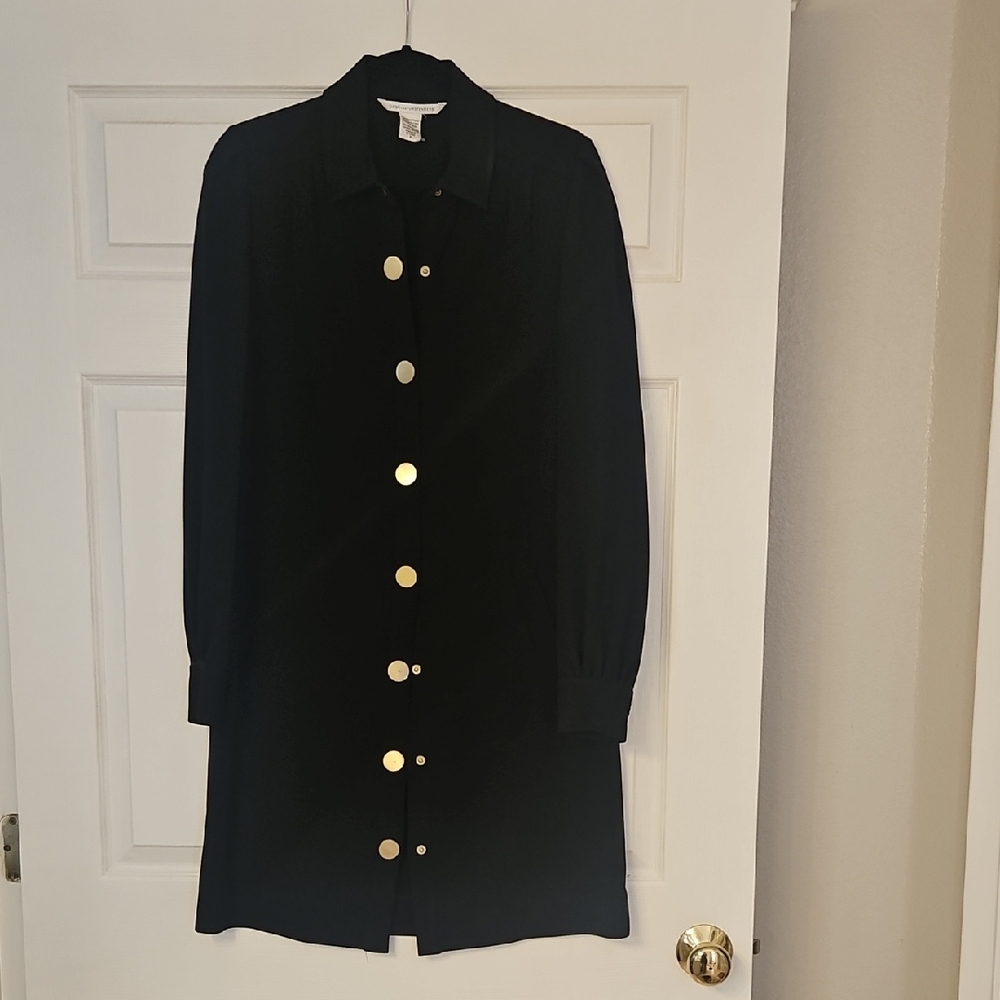 Diane Von Furstenberg Black Dress with Gold Accents